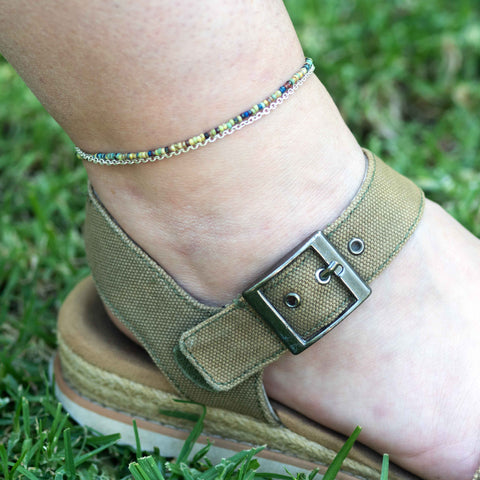 Boho Picasso Stainless Steel Anklet - Small Beads