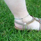 Turquoise Green Picasso Stainless Steel Anklet Limited Edition