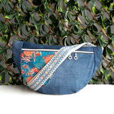 Blue Orange Floral Millie Recycled Cross Body Sling Bum Bag NEW