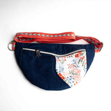 Orange Blue Japanese Embroidery Millie Recycled Cross Body Sling Bum Bag NEW