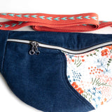Orange Blue Japanese Embroidery Millie Recycled Cross Body Sling Bum Bag NEW