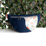 Orange Blue Japanese Embroidery Millie Recycled Cross Body Sling Bum Bag NEW