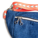 Orange Blue Japanese Embroidery Millie Recycled Cross Body Sling Bum Bag NEW