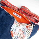 Orange Blue Japanese Embroidery Millie Recycled Cross Body Sling Bum Bag NEW