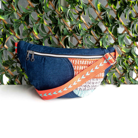 Multi Coloured Striped Millie Recycled Cross Body Sling Bum Bag NEW