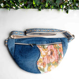 Pink Apricot Quilted Flowers Recycled Cross Body Sling Bum Bag NEW