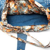 Mint Floral Denim Recycled Slouch Bag