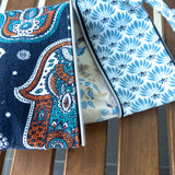 Blue Hamsa Hand Floral Harper Upcycled Cross Body Bag