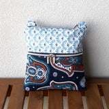 Blue Hamsa Hand Floral Harper Upcycled Cross Body Bag