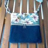 Green White Floral Harper Upcycled Cross Body Bag