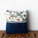 Green White Floral Harper Upcycled Cross Body Bag