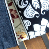 Vintage Black White Floral Harper Upcycled Cross Body Bag
