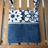 Vintage Black White Floral Harper Upcycled Cross Body Bag