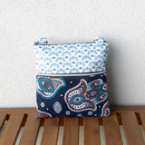 Blue Hamsa Hand Floral Harper XL Upcycled Cross Body Bag