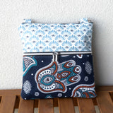Blue Hamsa Hand Floral Harper XL Upcycled Cross Body Bag