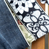 Black White Floral Harper XL Upcycled Cross Body Bag