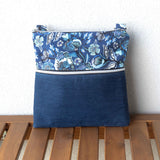 Vintage Blue Floral Harper XL Upcycled Cross Body Bag