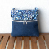 Vintage Blue Floral Harper XL Upcycled Cross Body Bag