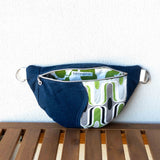 Retro Green Grey Millie Recycled Cross Body Sling Large