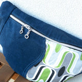 Retro Green Grey Millie Recycled Cross Body Sling Large