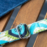 Aqua Green Groovy Denim Upcycled Sashiko Slouch Bag