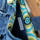 Aqua Green Groovy Denim Upcycled Sashiko Slouch Bag