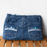 Aqua Green Groovy Denim Upcycled Sashiko Slouch Bag