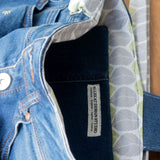 Green Grey Leaves Denim Upcycled Sashiko Slouch Bag