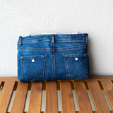 Green Grey Leaves Denim Upcycled Sashiko Slouch Bag