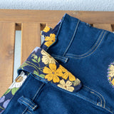 Purple Floral Denim Upcycled Sashiko Slouch Bag