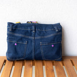 Purple Floral Denim Upcycled Sashiko Slouch Bag