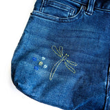 Blue Green Floral Denim Recycled Sashiko Slouch Bag