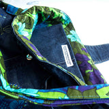 Blue Green Floral Denim Recycled Sashiko Slouch Bag