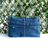 Blue Green Floral Denim Recycled Sashiko Slouch Bag