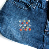 Red Floral Denim Recycled Sashiko Slouch Bag