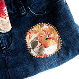 Red Floral Denim Recycled Sashiko Slouch Bag