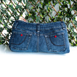 Red Floral Denim Recycled Sashiko Slouch Bag