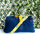 Floral Orange Yellow Green Denim Recycled Slouch Bag