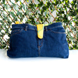 Floral Orange Yellow Green Denim Recycled Slouch Bag