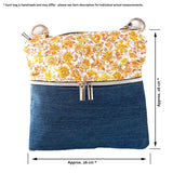 Blue Hamsa Hand Floral Harper XL Upcycled Cross Body Bag