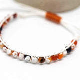 Adjustable Faceted Orange White Black Agate Bracelet
