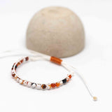 Adjustable Faceted Orange White Black Agate Bracelet