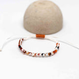 Adjustable Faceted Orange White Black Agate Bracelet
