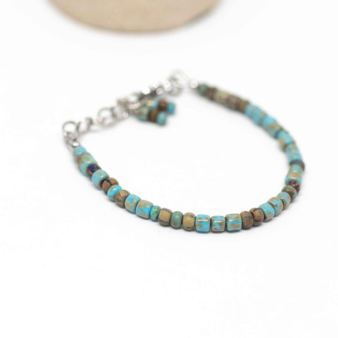 Turquoise Blue Picasso Surfer Stainless Steel Bracelet