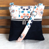 Navy Orange Floral Harper XL Recycled Cross Body Bag