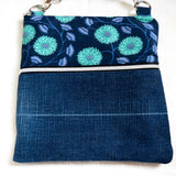 Purple Mint Green Floral Harper XL Recycled Cross Body Bag