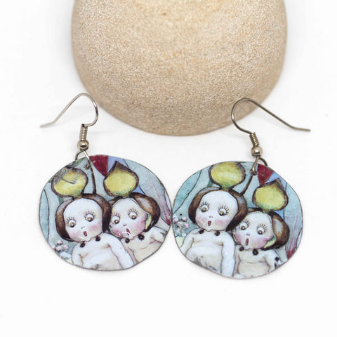 Gumnut Babies Recycled Metal Round Dangle Earrings