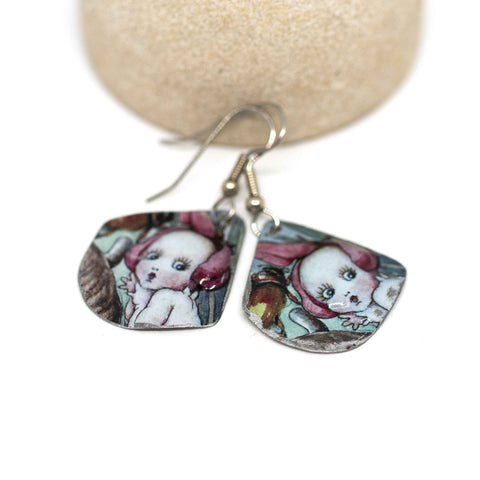 Gumnut Babies Recycled Metal Abstract Dangle Earrings
