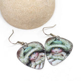 Gumnut Babies Wattle Flower Recycled Metal Teardrop Dangle Earrings