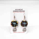 Wire Wrapped Rustic Red Blue Dragonfly Picasso Silver Wish Large Earrings